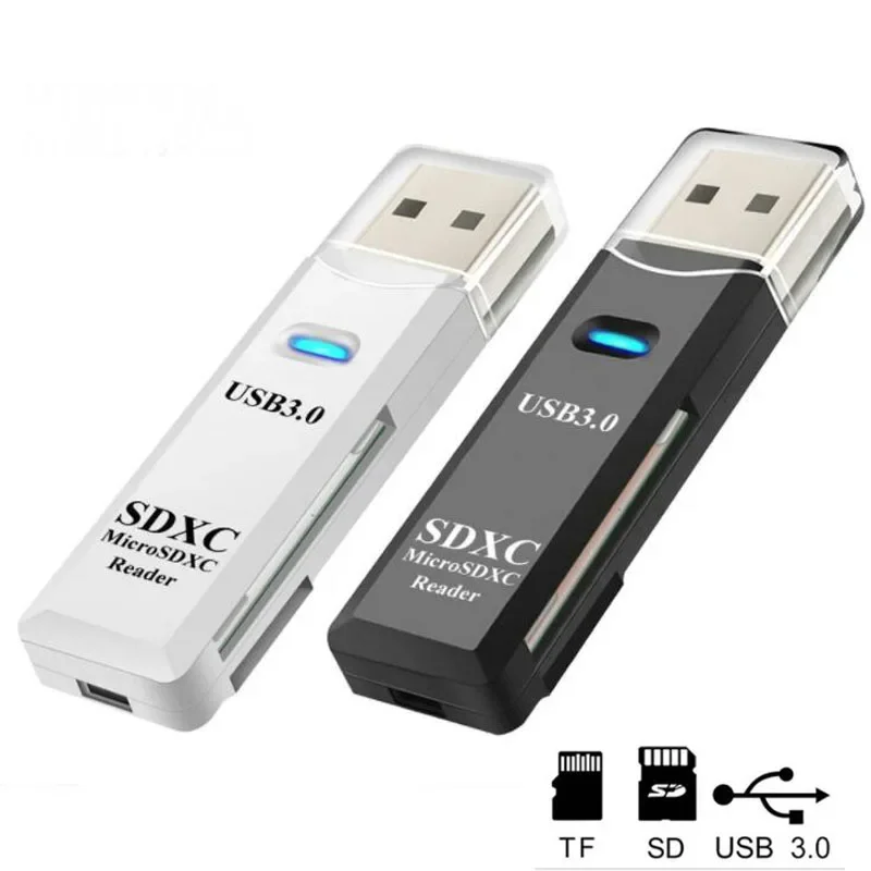 

High Speed 2 IN 1 USB 3.0 Card Reader Micro SD/SDXC TF Card Memory Reader Multi-card Writer Adapter Flash Drive Laptop Accessori