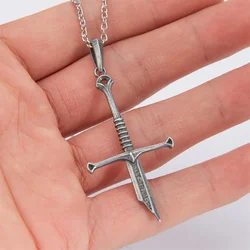 Lord Series Rings Excalibur Broken Sword Necklace Punk Metal Pendant Collections Film The Lord Narsil Jewelry Fans Gift