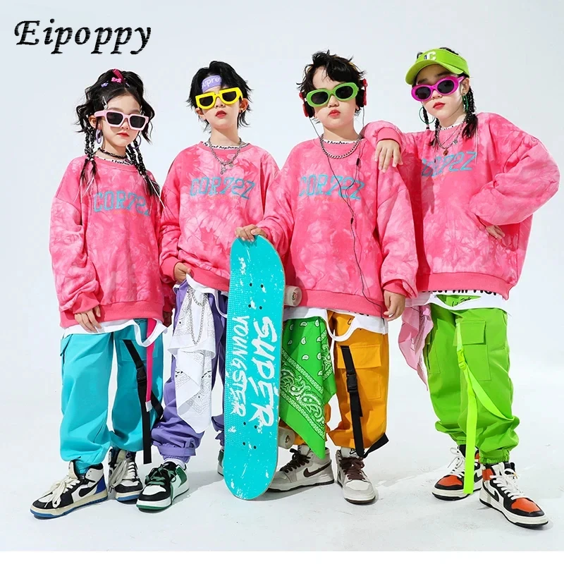 

Girls Fashion Pullover Clothes Sets Boys Sweatshirt Street Dance Cargo Pants