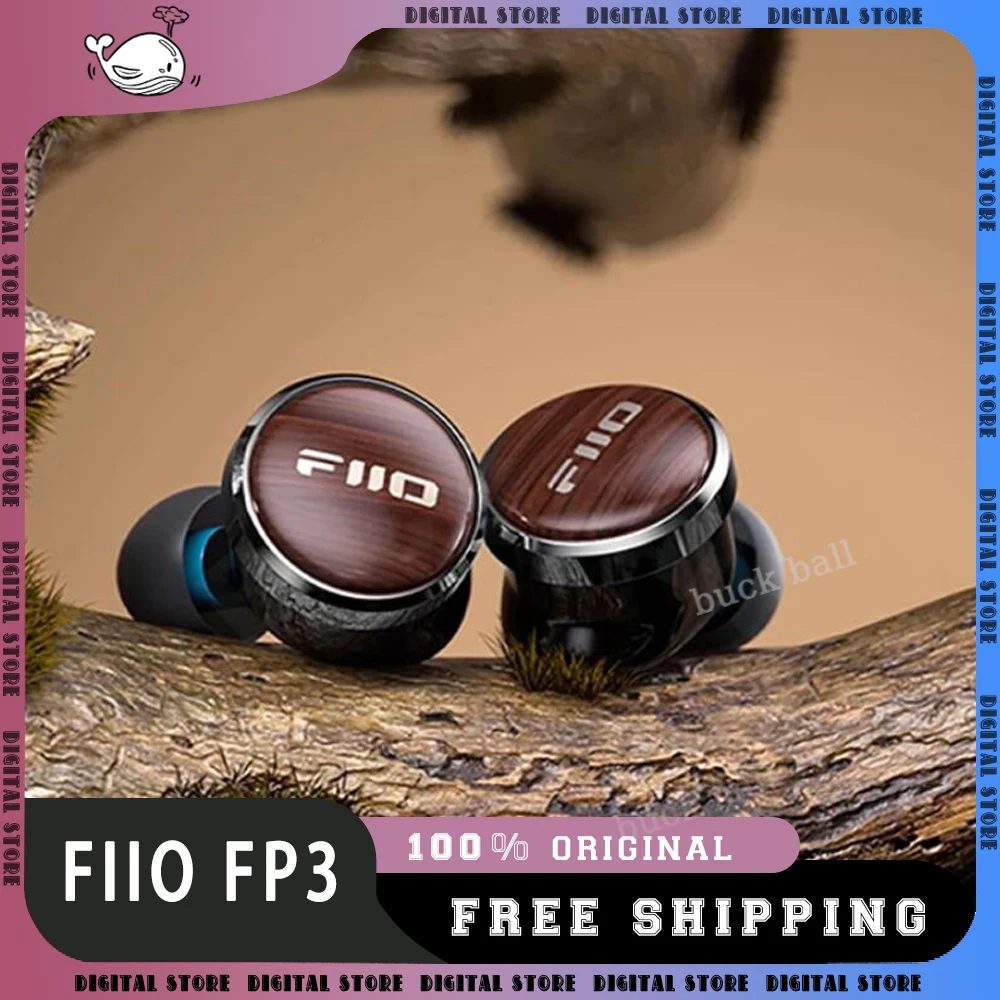 Fiio Fp3 Hifi 14.5mm In Ear Planar Diaphragm Driver Earphone 0.78mm Cable Wood Faceplate For Custom Audiophile Musician For Gift