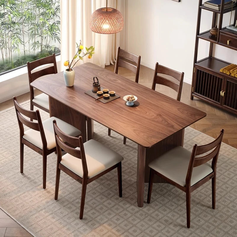 

1.4m1.6m1.8m Minimalist Modern Table Rectangle Solid Wood Dining Room Furniture Wooden Dining Table Set Scandinavia Coffee Color