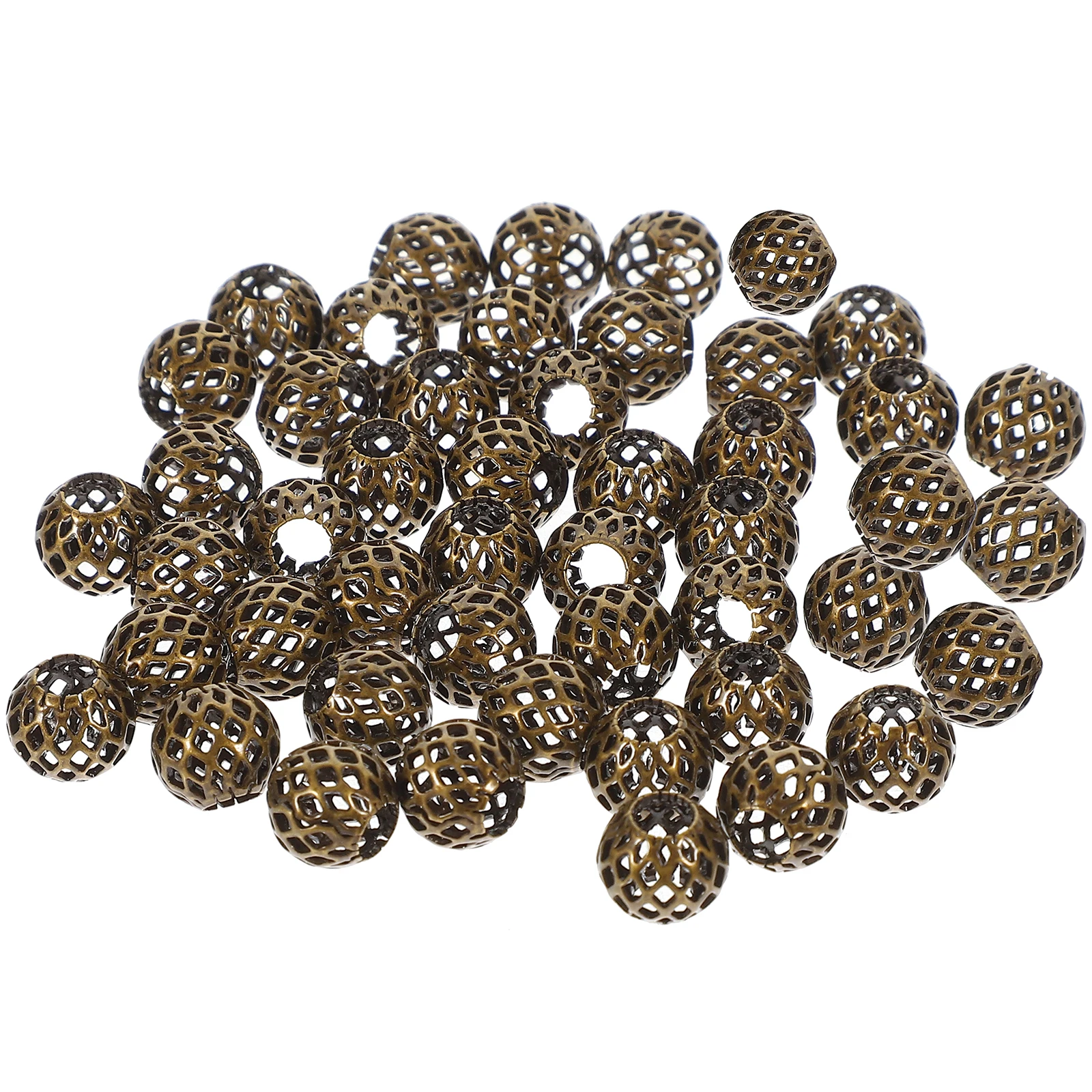 

50pcs 10mm Hollow Copper Metal Spacer Beads Silver DIY Jewelry Making Necklace Bracelet Craft Supplies Round Bead Set