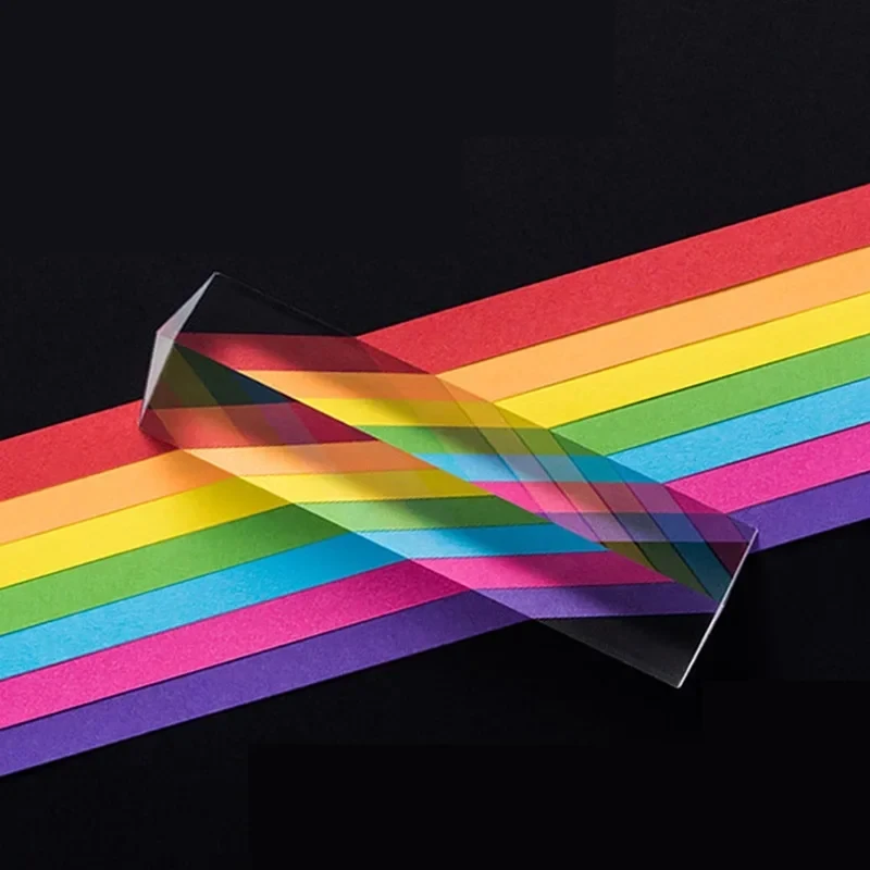 1PC Triangular Prism Optical Prisms Glass Physics Teaching Refracted Light Spectrum Rainbow Children Students Present