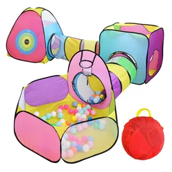 3-5 Pcs Portable Children's Camping Tent Play House Ocean Ball Pool Pop-up Tent Kids Beach Tent Baby Crawling Tunnel Baby Tent