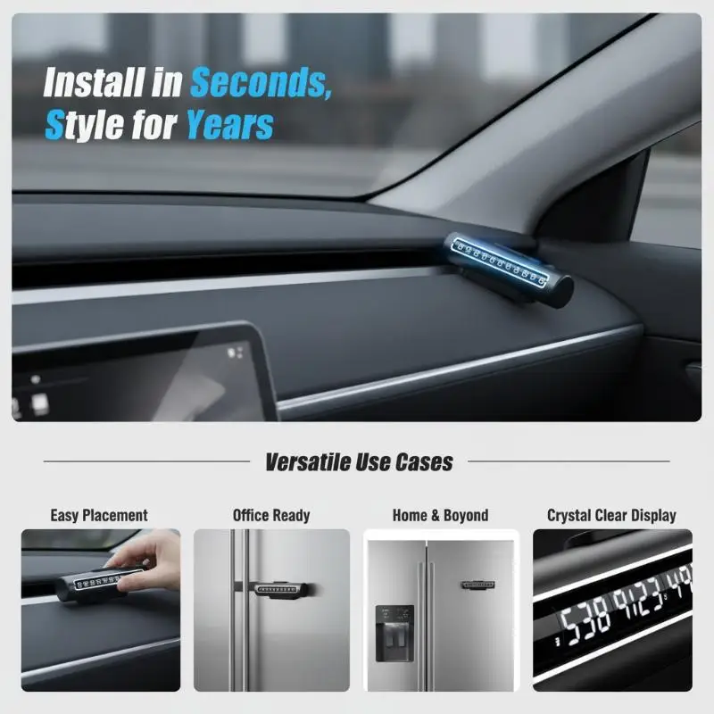 10Pcs Self Adhesive Magnetic  Metal Strips Magnetic Plates Strong Sticky Sheets For Car Parking Number Sign Phone Magnetic Mount