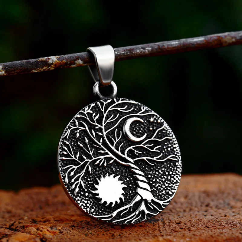 BEIER 2023 New Creative Design Stainless Steel Viking Tree of Life Pendant Moon And Star Pendant Fashion Retro Vintage Jewelry