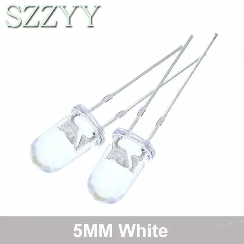 100pcs High quality Transparent Round 5mm Super Bright Water Clear Green Red White Yellow Blue Light LED Bulbs Emitting Diode