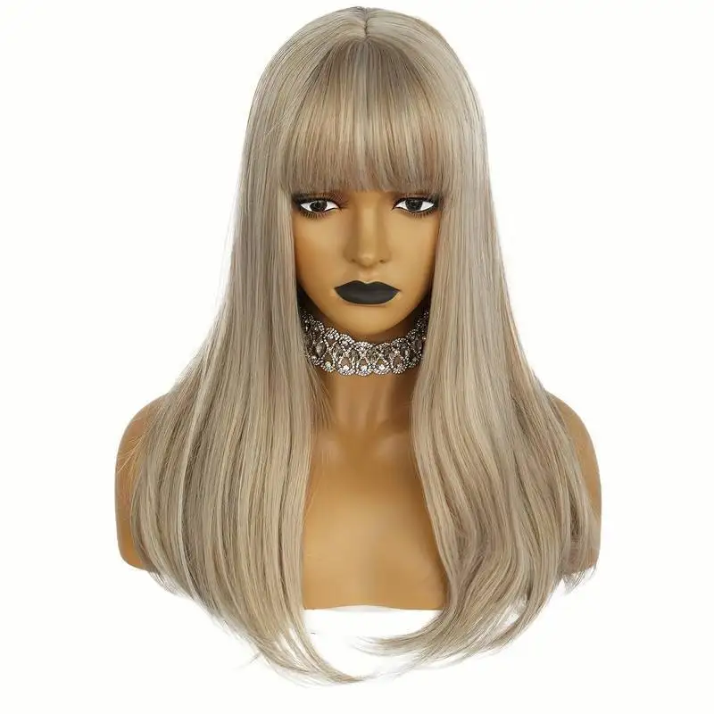 

Mixed blonde Heat Resistant Dress Up Women Long Straight Layered Wigs