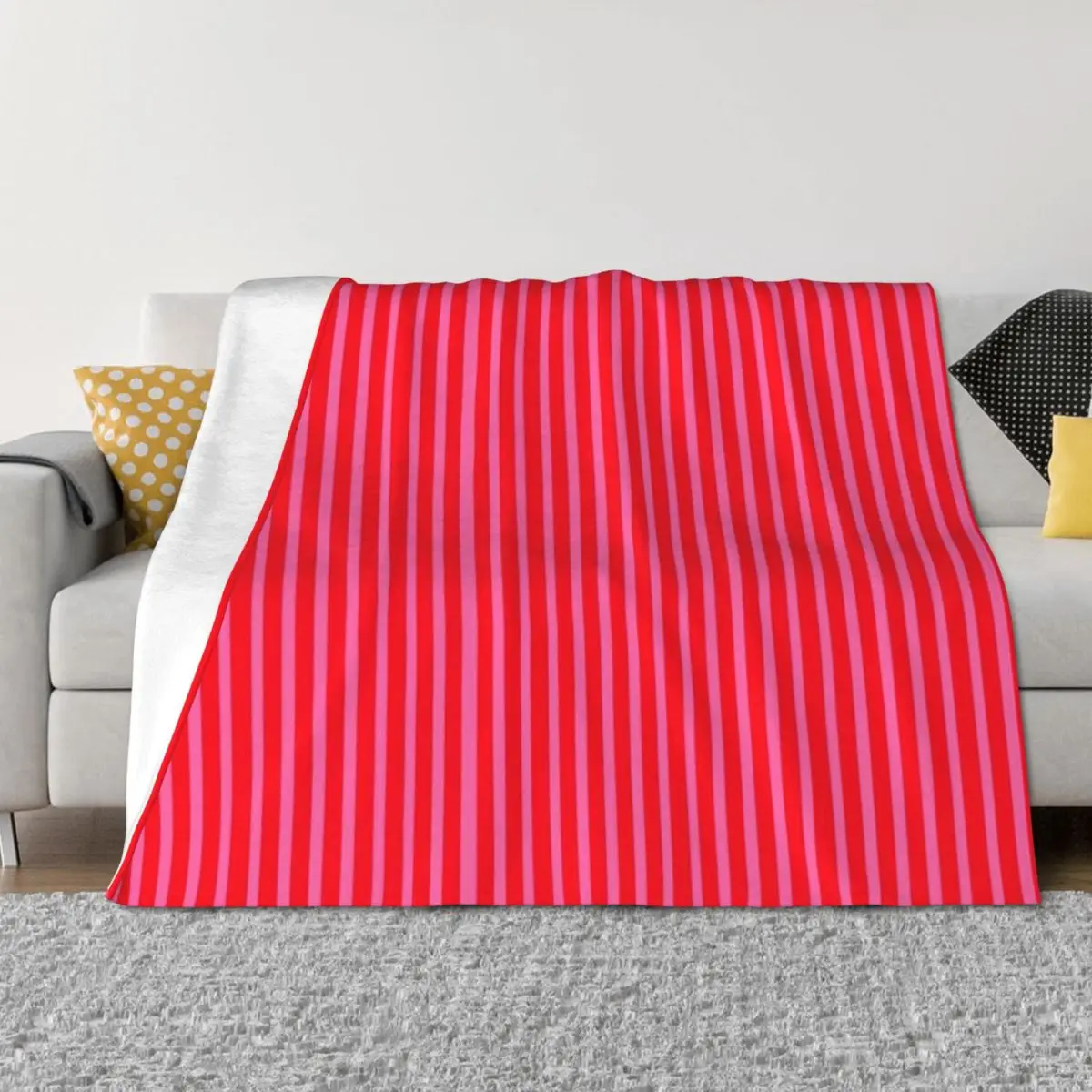 

Hot Pink and Red Stripes Throw Blanket Stuffeds Retros Personalized Gift for winter Blankets
