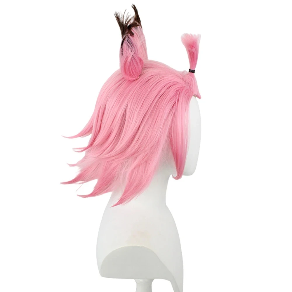 RANYU Genshin Impact Diona Wigs Synthetic Short Straight Pink Game Cosplay Hair Wig Heat Resistant For Daily Party