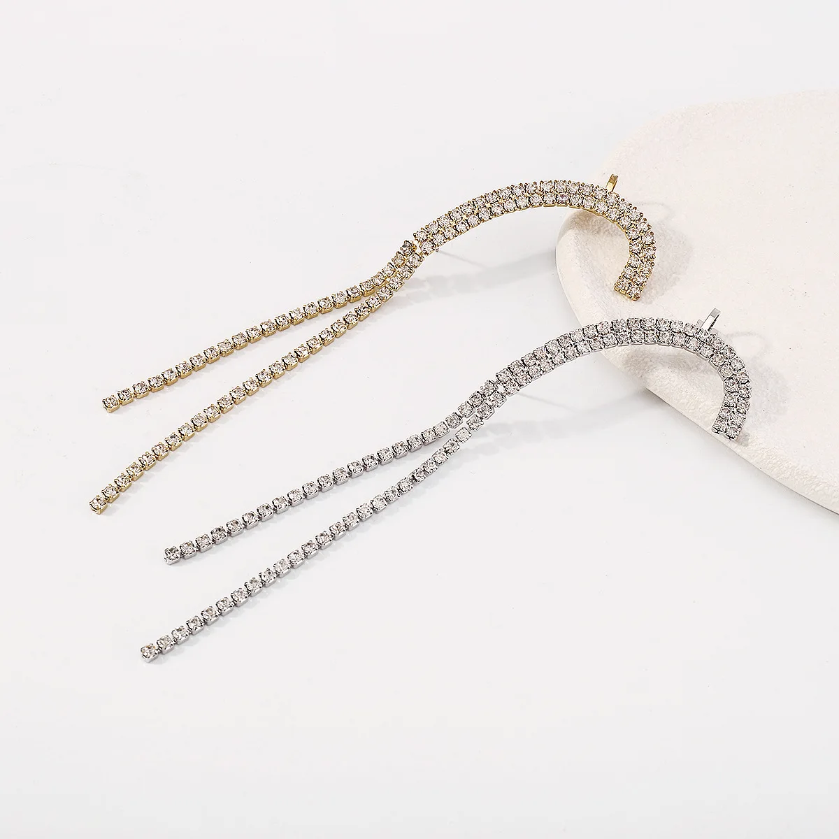 1PC Clips Tassel Long Earrings for Women Ear Clips Without Piercing Sparkling Zirconia Ear Cuff Fashion Jewelry