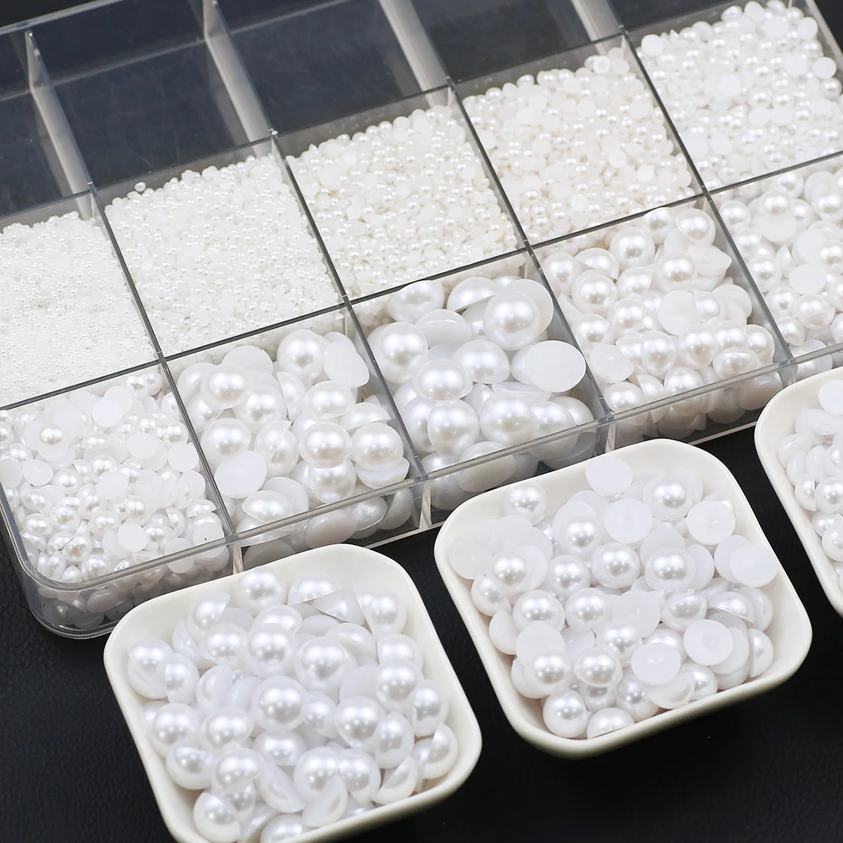 30-3000Pcs Halbe Runde Imitation Perle Acryl Spacer Lose Perlen Für DIY Nagel Kleidung Schmuck Machen Applique Dekoration