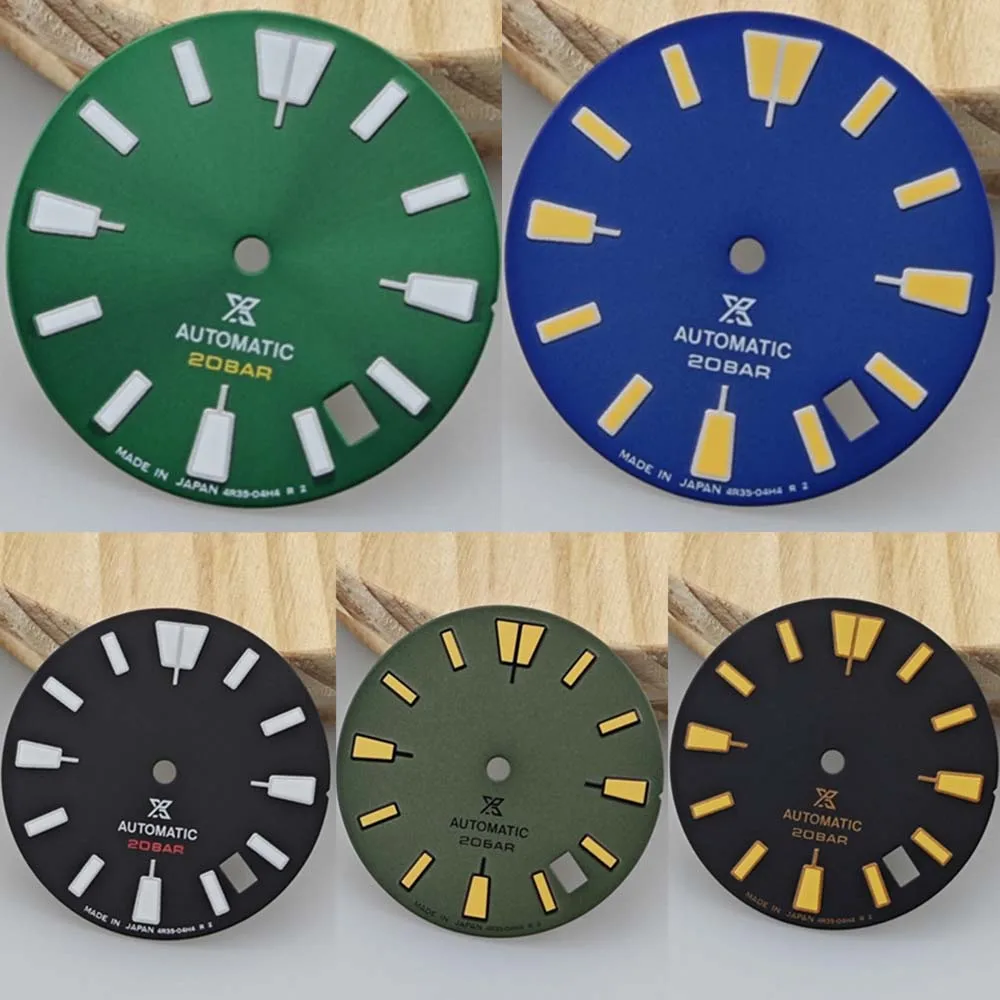 

28.5MM Retro Watch Dial Green Luminous for NH35 NH36 Movement Vintage Dial Mechanical Watch Accessories