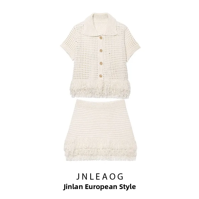 JNLEAOG レディース ファッション バタフライ ノット フック ニット トップ フレンチ スタイル ストレート カット 半袖 ポリエステル繊維 変形に強い