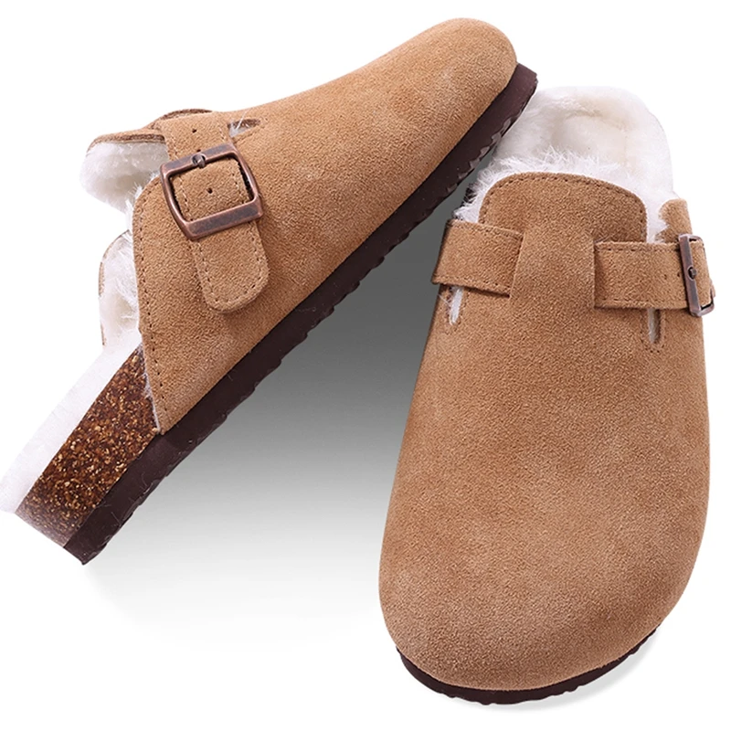 Winter House Slippers For Men Anti-Slip Fluffy Warm Slippers Short Plush Slippers With Durable Rubber Sole