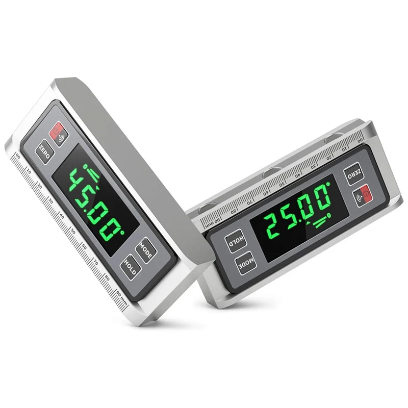 

2Pack Digital Angle Finder Digital Level Angle Gauge Measures 0-90 And 0-180 Degree Ranges Protractor Inclinometer Silver