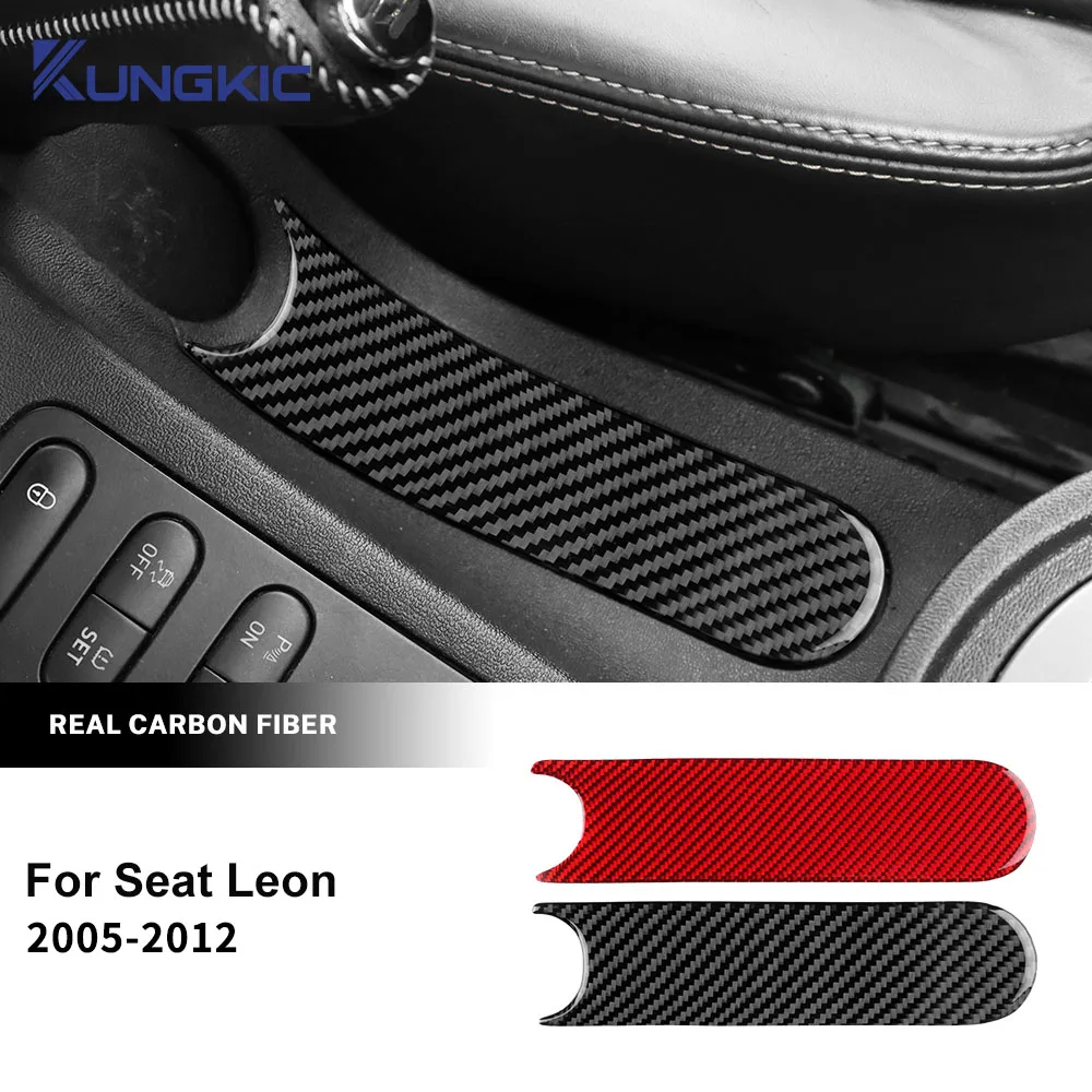 Real Soft Carbon Fiber Sticker For SEAT Leon 2005 2006 2007 2008 2009 2010 2011 2012 Car Handbrake Panel Trim Accessories