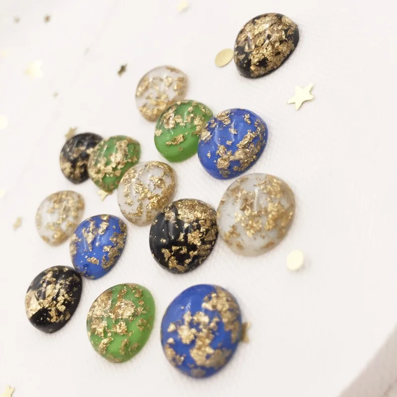 40Pcs 12mm Resin Glitter Filled Gold Foil Round Gems Flatback Cabochon Rhinestone Scrapbook DIY Wedding Applique Ornament Crafts