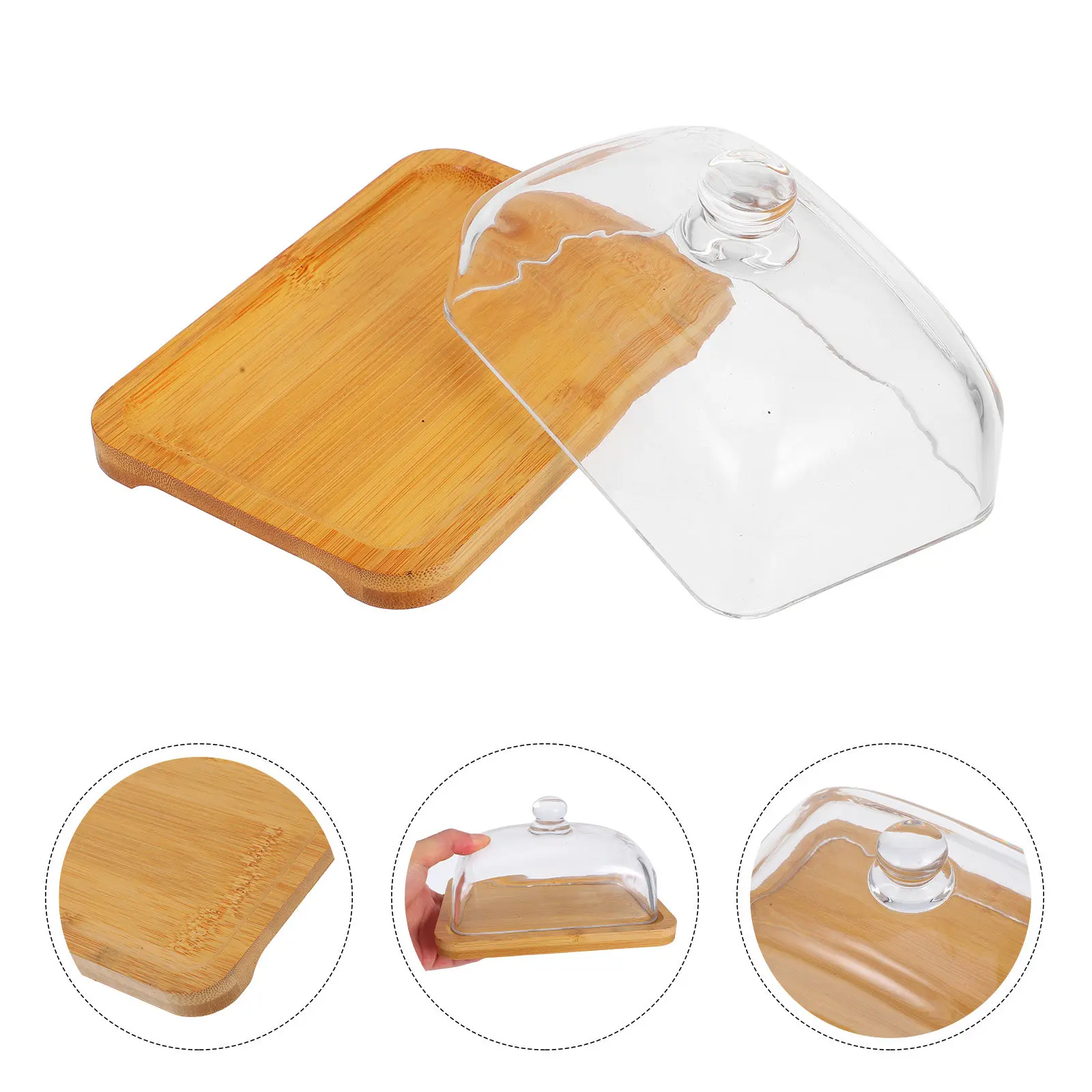 

Glass Butter Dish Rectangular Butter Container Elegant Design for Countertop Fridge Cheese Cupcakes Desserts Serving Tray