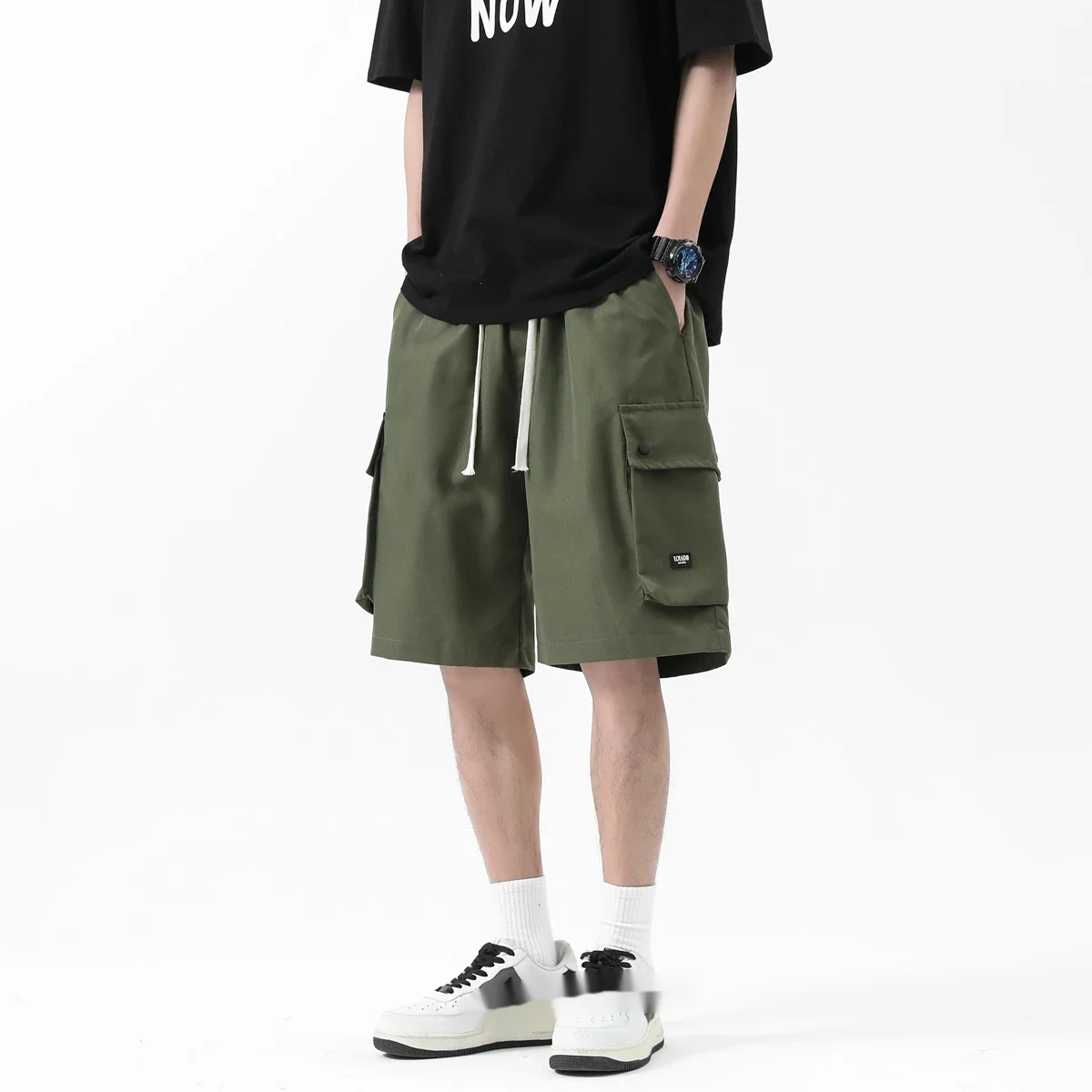 Cargo shorts, men's trendy brand plus size pants, loose summer American sweatpants, men's slacks, cropped pants, medium pants