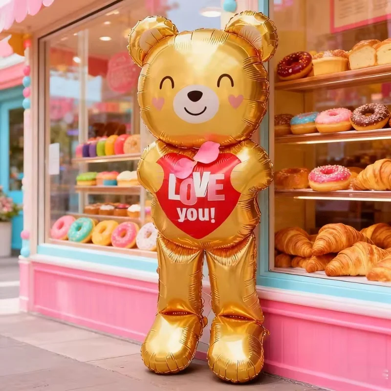 Large  60inch Standing Heart Bear Balloon Valentine's Day Party Decoration Photography Props Room Decoration Foil Balloon - view 5