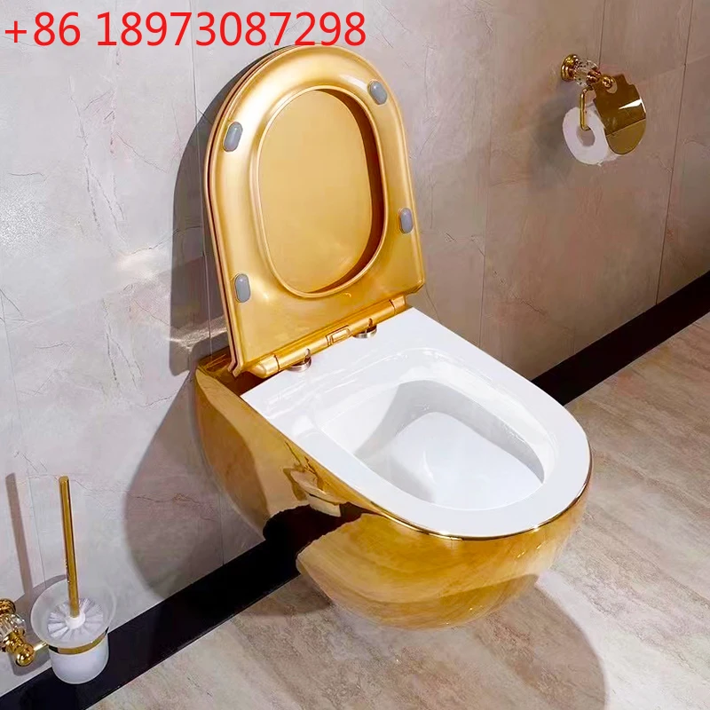 

Туалет унитаз подвесной настенный скрытый бак для воды позолоченный унитаз