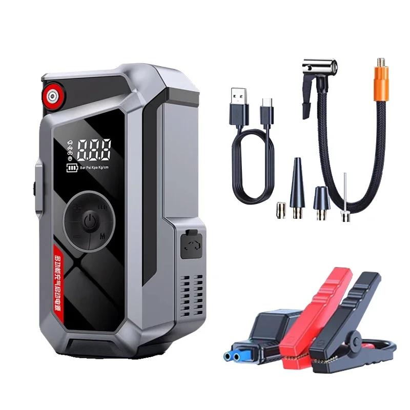 

Portable 4 In 1 Battery Emergency 12V Jump Starter Car Multifunction power bank jump starter with air pump