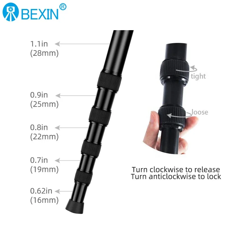 BEXIN Aluminum Monopod Travel Camera Phone Support Rod Walk Stick Lightweight Portable Flexibe Unipod Dslr Video Camera Monopod