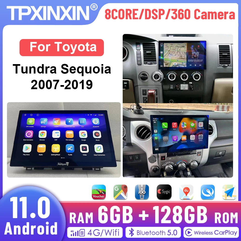 

2 Din 13,3 дюйма для Toyota Tundra Sequoia 2007-2019 Android13 6G + 128G Автомобильный радиоприемник GPS Navi Мультимедийный плеер Авто стерео головное устройство