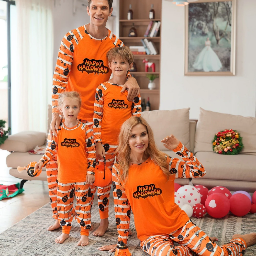 Parent-Child Halloween Homewear Family Clothing Cartoon Print Skin-friendly Homewear