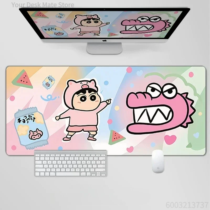 Anime Crayon Shin‑chan Large Mousepad, Rubber Non‑Slip Stitched Edges Desk Mat, Cute Cartoon Character Extended Keyboard Mouse P 4