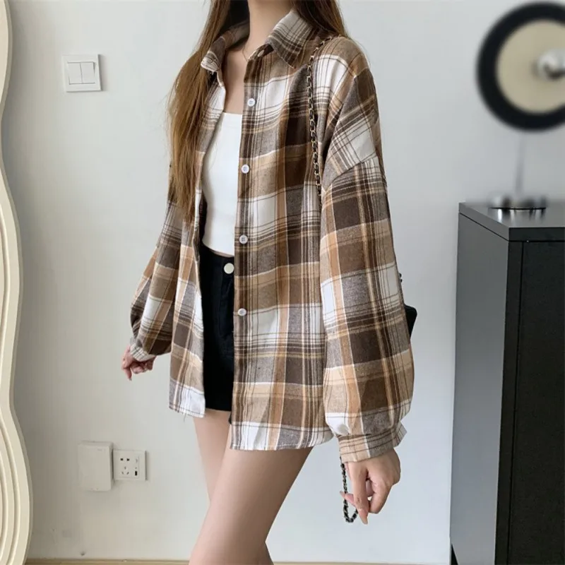 Children Tops Plaid Korean Shirt Kids Girls Casual Shirt Outerwear Summer Sun-proof Long Sleeve Basic Autumn Girls Blouses