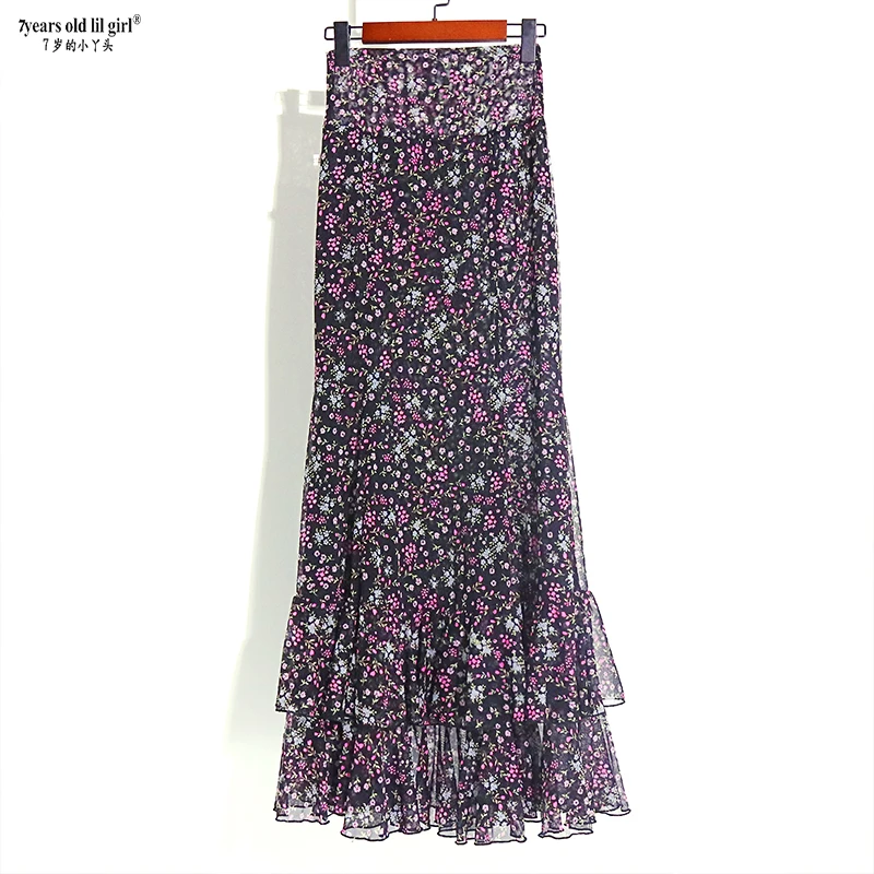 Spanish Dance Dress Flamenco Practice Skirt Multilayer Wear Women Fishtail DTT66