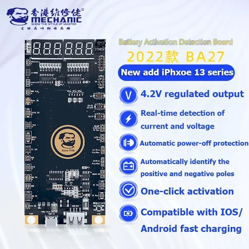 Mechanic BA27 for IPhone 5-15 Mini 14Pro MAX for Samsung Battery Tester Activation Detection Board Phone Battery Circuit Board