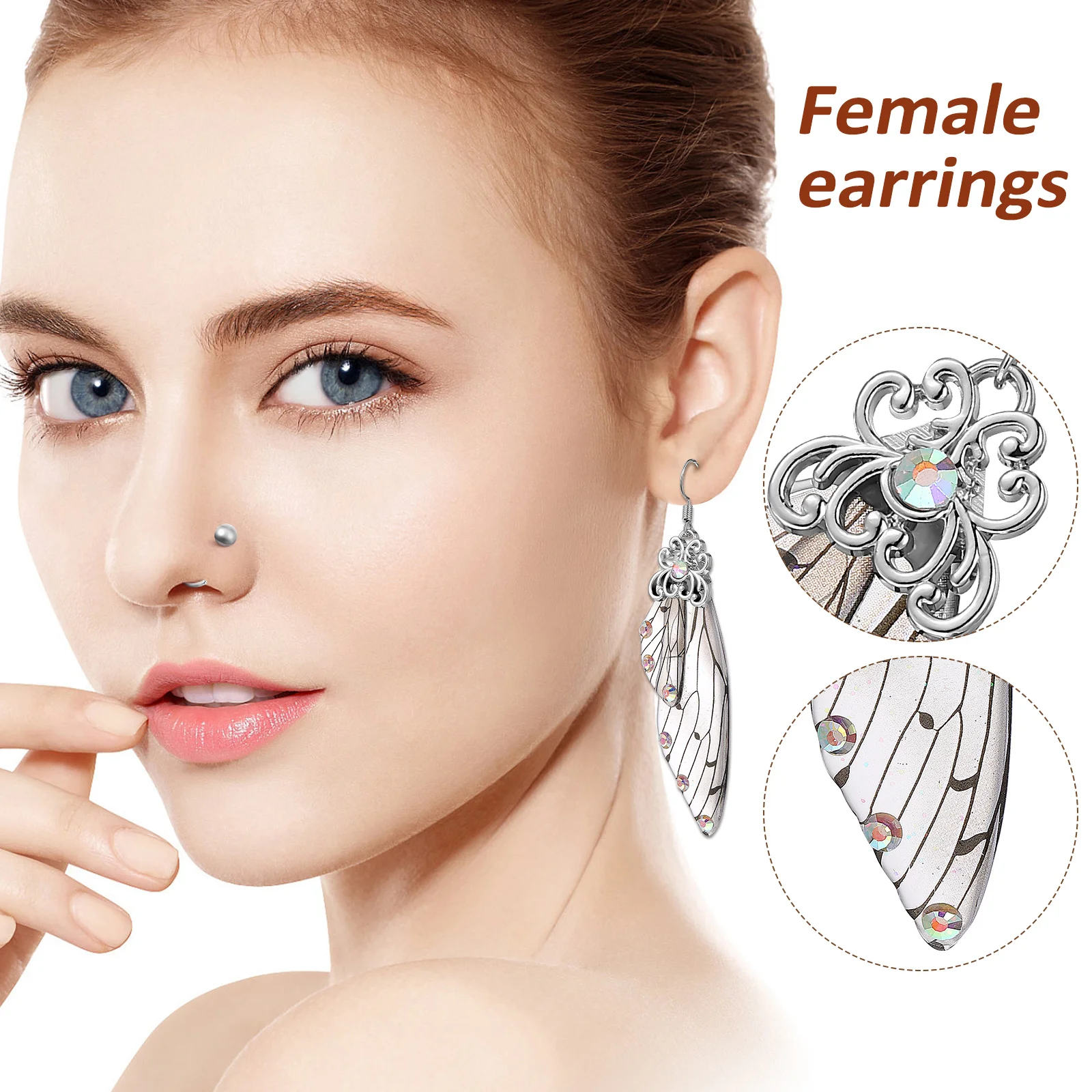 

1Pair Butterfly Earrings Vintage Butterfly Wings Fairy Dangle Drop Earrings Lightweight Womens Jewelry Gift Bohemian Earrings,