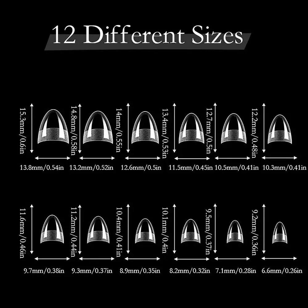 เล็บปลอมสำเร็จรูป 120/240/500 ชิ้น/กล่อง ไซส์ XXS XS หลายขนาด เล็บเจลลี่แบบกดติด ปลายเล็บสั้นพิเศษ บางเฉียบ