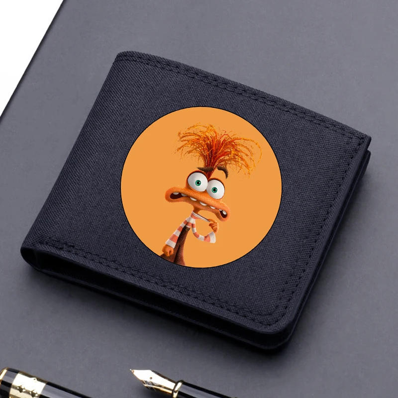 Disney Cartoon Movie Wallets Inside Outs 2 Short Folding Purse Cute Anxiety Anger Sadness Canvas Card Holder Coin Case Kid Gifts