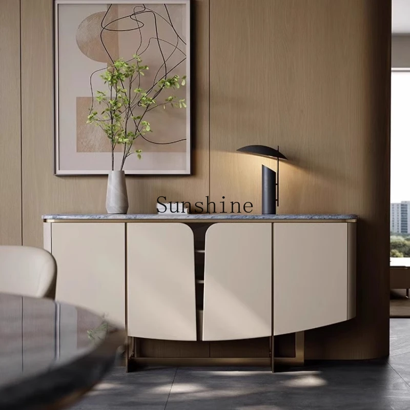 

Living room against the wall light luxury high-end wine cabinet household natural marble side cabinet