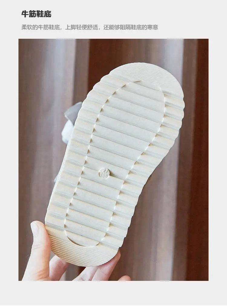 Girls Winter Snow Boots Girls Fleece Warm Cotton Boots Children Thickened Bows Princesses Cotton Ribbons Solid Color Booties