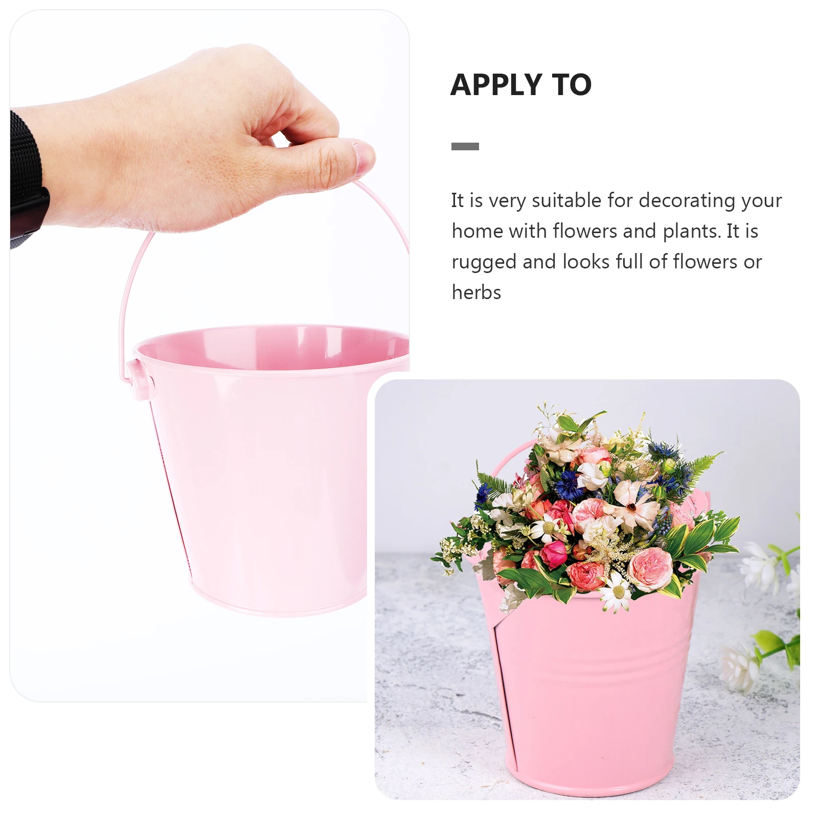 

5pcs Mini Bucket Tinplate Flower Pot Sturdy Durable Simple Design Party Wedding Decor Plant Container Metal Succulent Indoor