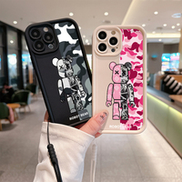 Fashion Luxury Brand Robot Bear Phone Case for OPPO Realme 12 8 C12 C15 C20 C21Y C31 C33 C35 C53 C55 4G 5G Cover With Hand Strap