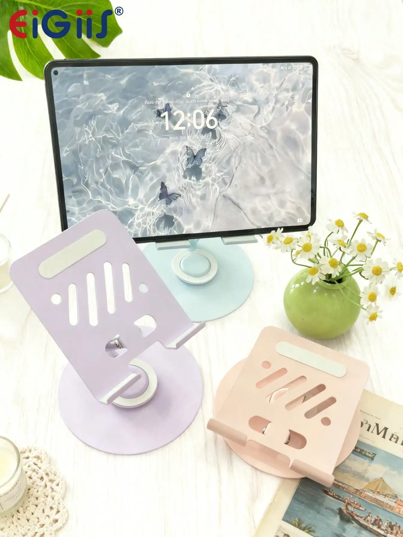 

EIGIIS 360° Rotatable Aluminum Alloy Adjustable Tablet Stand, Compatible With Pro/Air/Mini And Other Tablet Models
