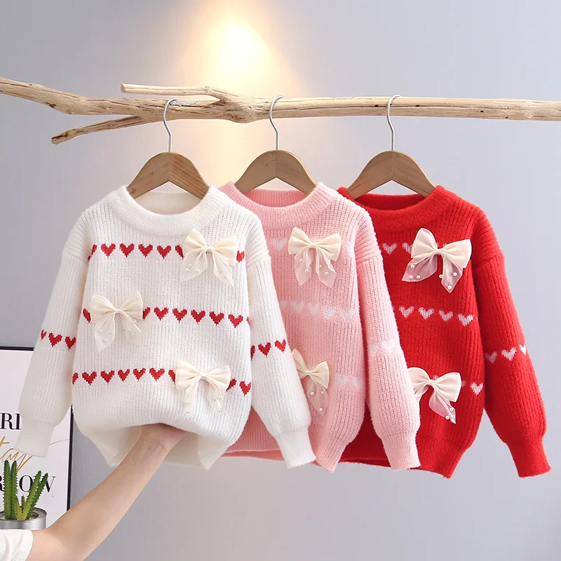 

Girls Woolen Jersey Sweaters Autumn Winter 2024 Children Knitted Clothing Tops For Baby Girl Outerwear Kids Pullover Sweater 8Y