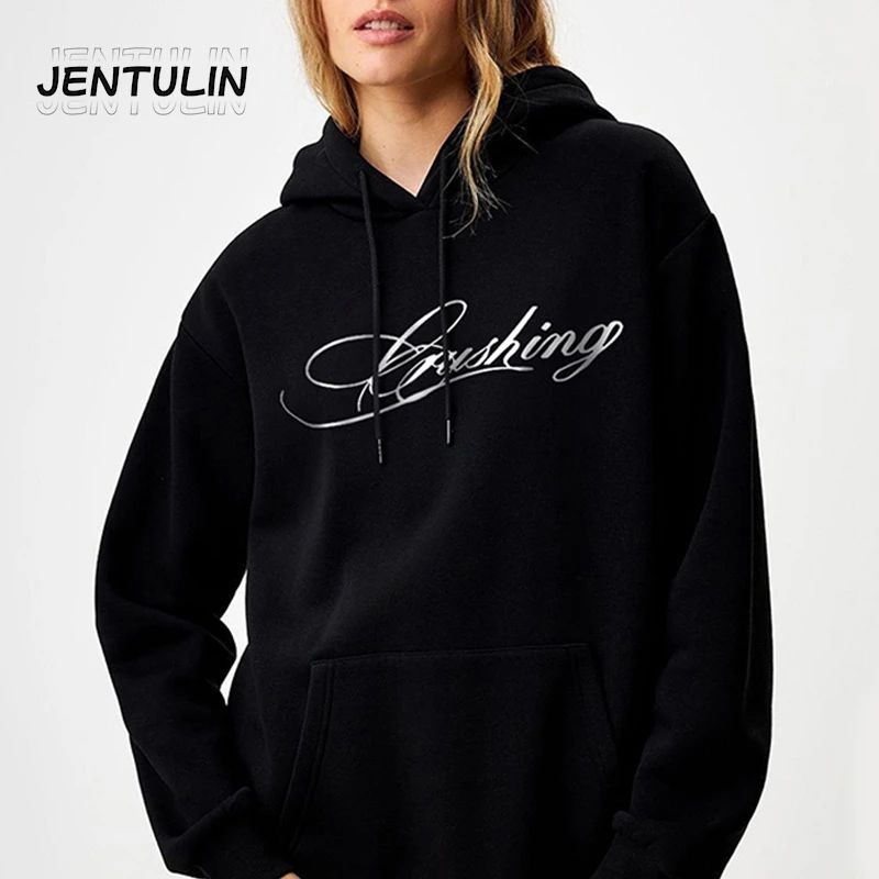 Harajuku Gothic Y2k Women Hoodies Hip-hop Pullovers Graphic Letter Print Hooded Loose Aesthetic Punk Sweatshirt Retro Streetwear