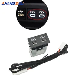USB Type-C Quick Charger Adapter for Toyota Sienna Camry Highlander Corolla Land Cruiser 70 2018-2022 with Connecting Line