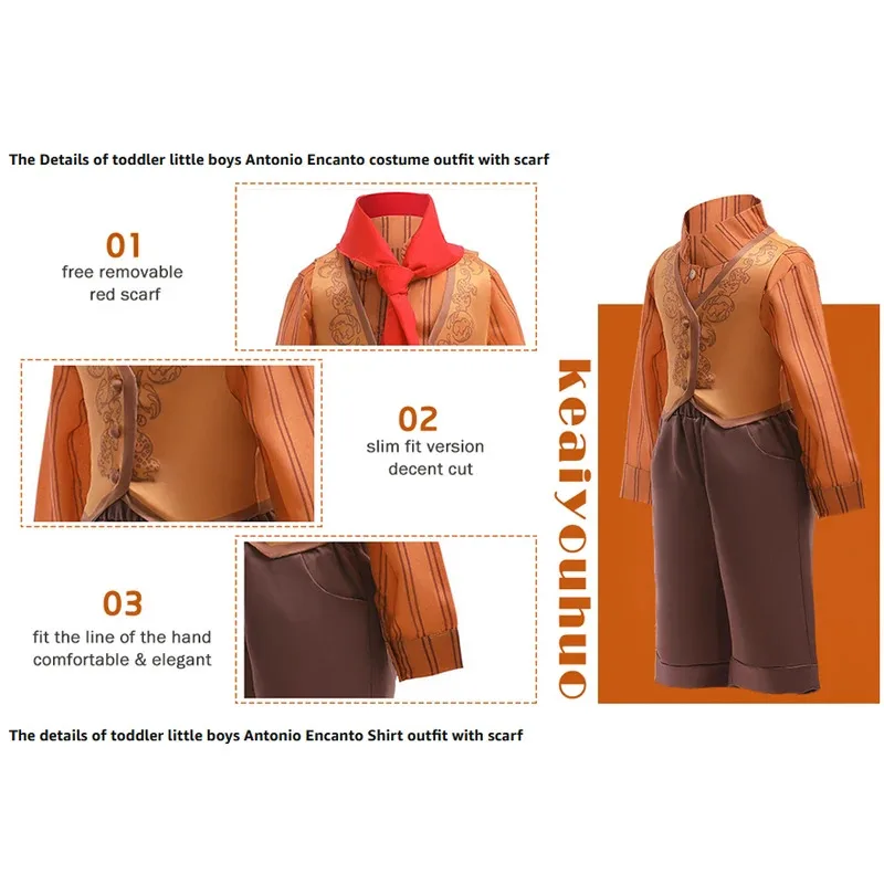Disfraz de Encanto para bebés y niños pequeños, traje de Antonio, disfraz de Halloween del Príncipe Madrigal, 1-7T, 4 Uds.