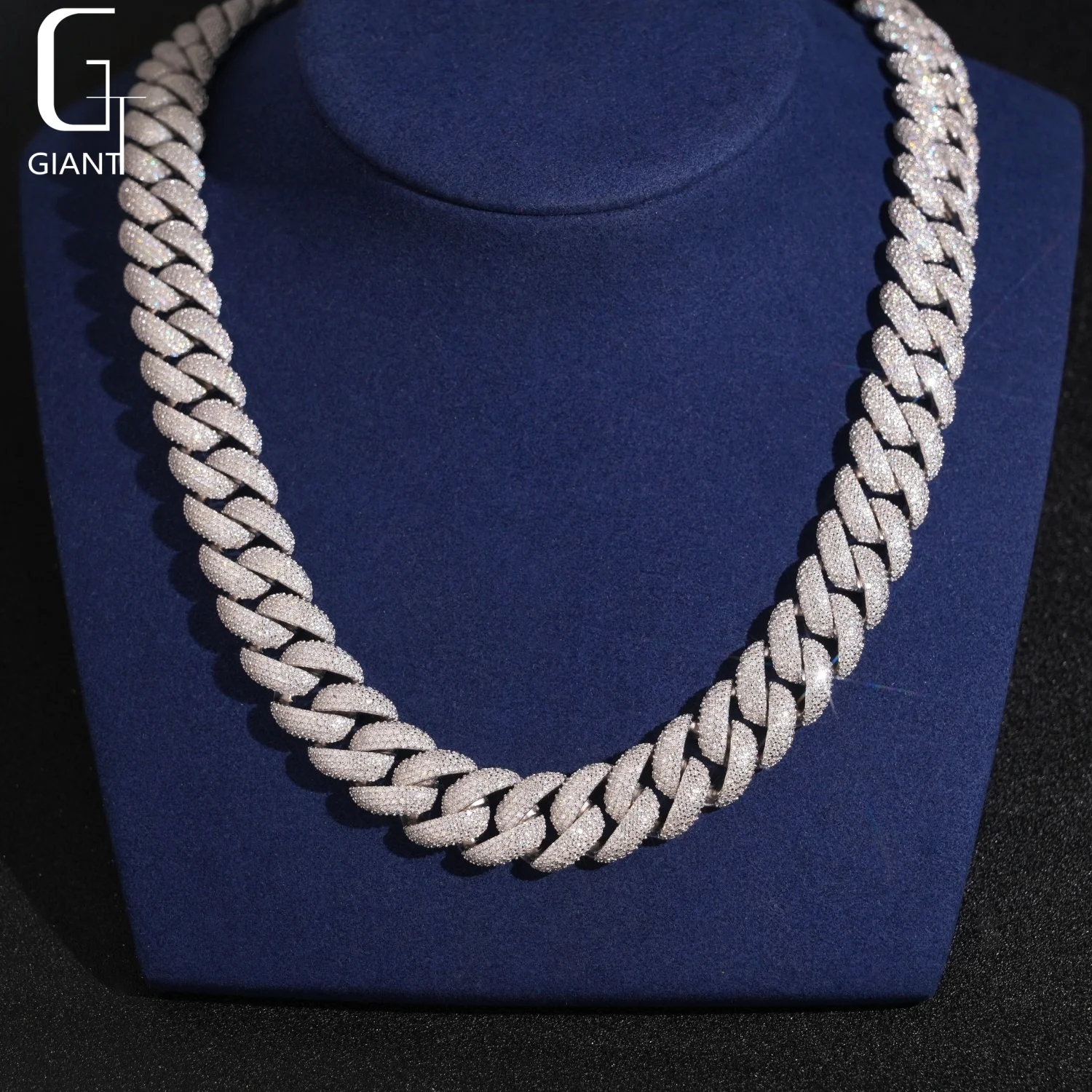 Sale Hot 20mm Moissanite Cuban Chain 925 Silver Necklaces Hip Hop Big Heavy Iced Out Moissanite Cuban Chains Past Diamond Tester