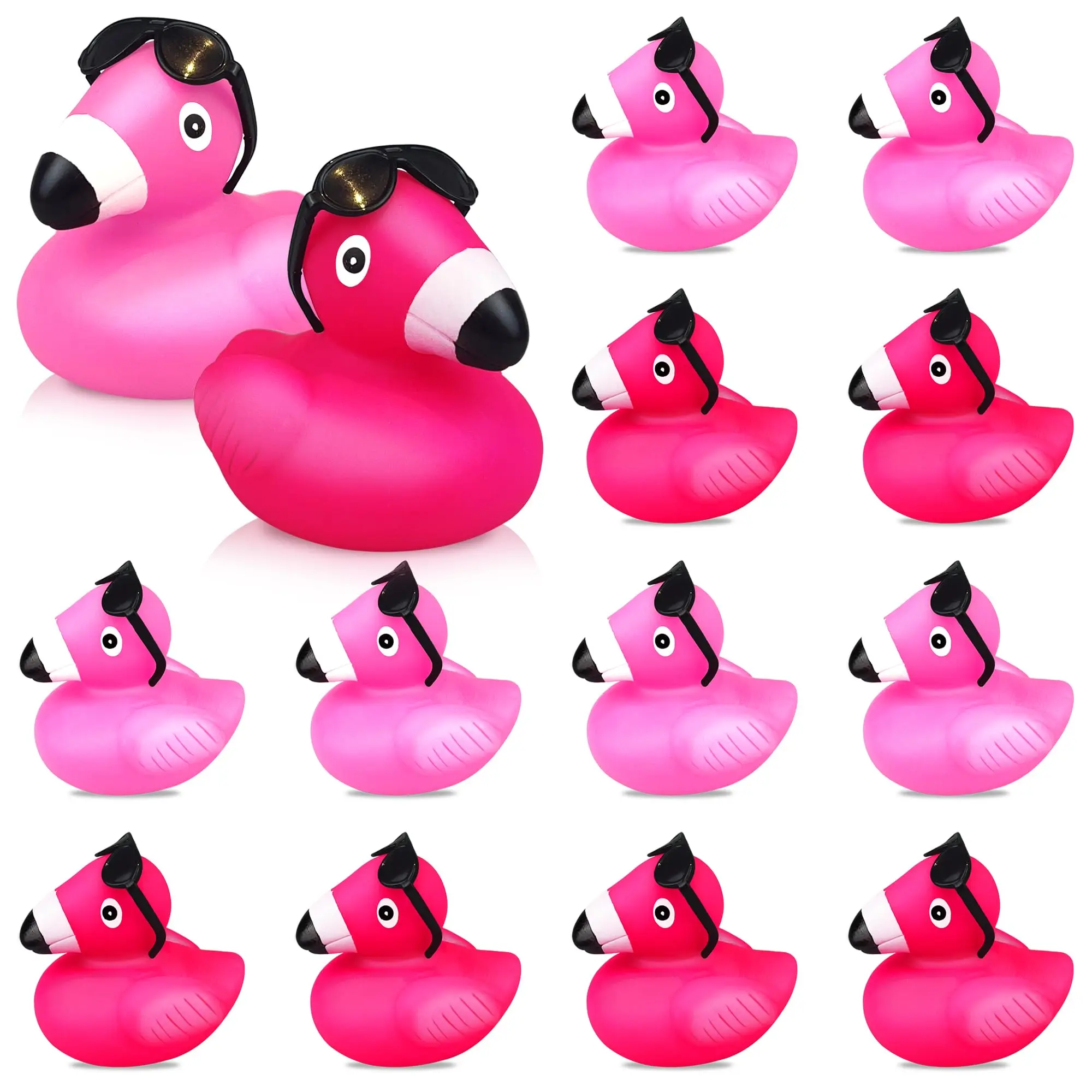 

48PCS Flamingo Rubber Duck Bulk Pink Flamingos Bath Toy Floating Squeak Toy Seasonal Holiday Rubber Ducks for Cake Decor,Prizes