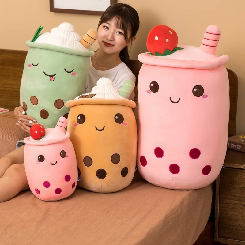 Cute Milk Tea Plushie Toy Soft Stuffed Latte Americano Coffee Taste Milk Tea Hug Pillow Balls Bubo Tea Cup Cushion For Kids