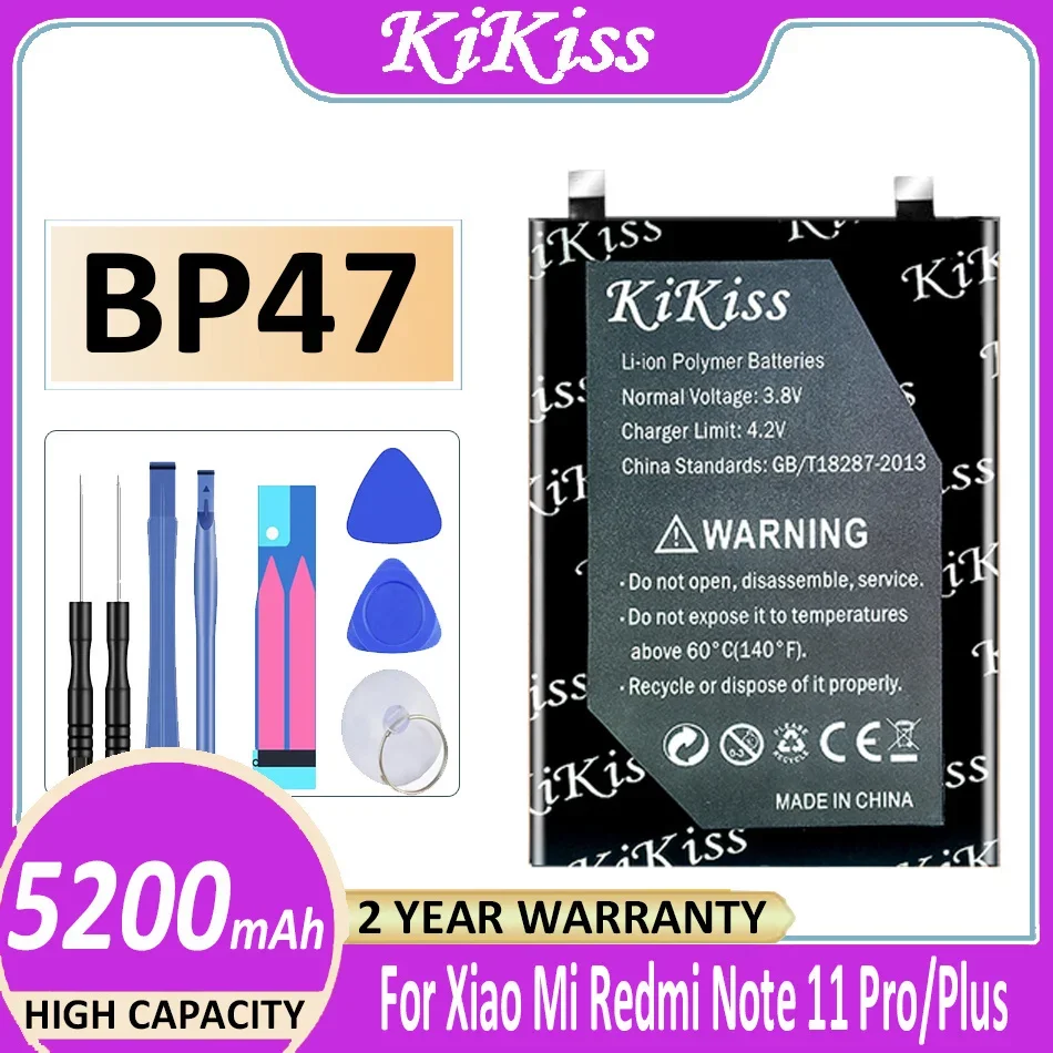 

KiKiss Battery BP47 5200mAh For Xiao Mi Redmi Note 11 Pro/Plus Note11+ Note11 Plus Note11 Pro 11Pro 11Plus Bateria